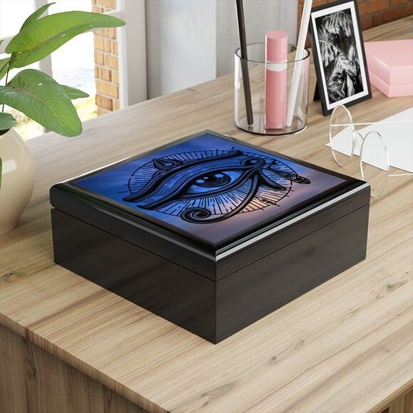 Mystical Eye Jewelry Box - Boho Decor, Gift for Her, Storage Box, Mystical Home - Picture 2 of 3